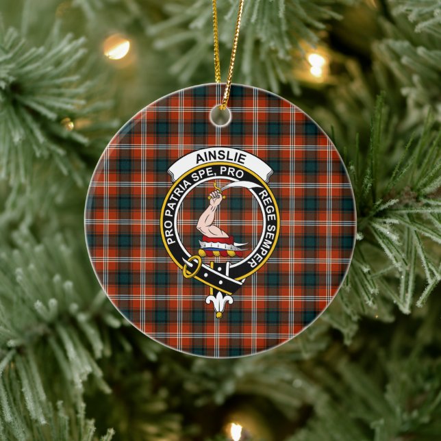Décoration En Céramique Clan écossais Ainslie Tartan et Crest (Arbre)