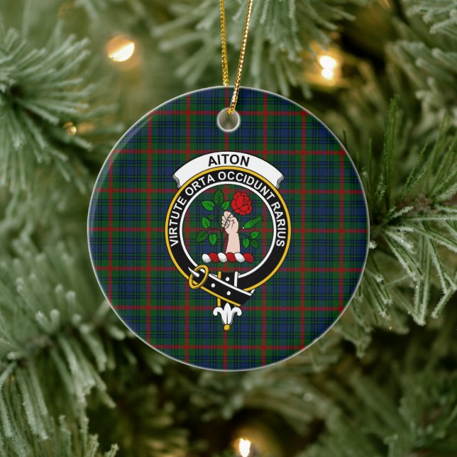 Décoration En Céramique Clan écossais Aiton Tartan et Crest (Arbre)