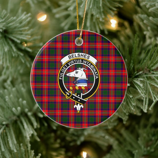 Décoration En Céramique Clan écossais Belshes Tartan et Crest (Arbre)