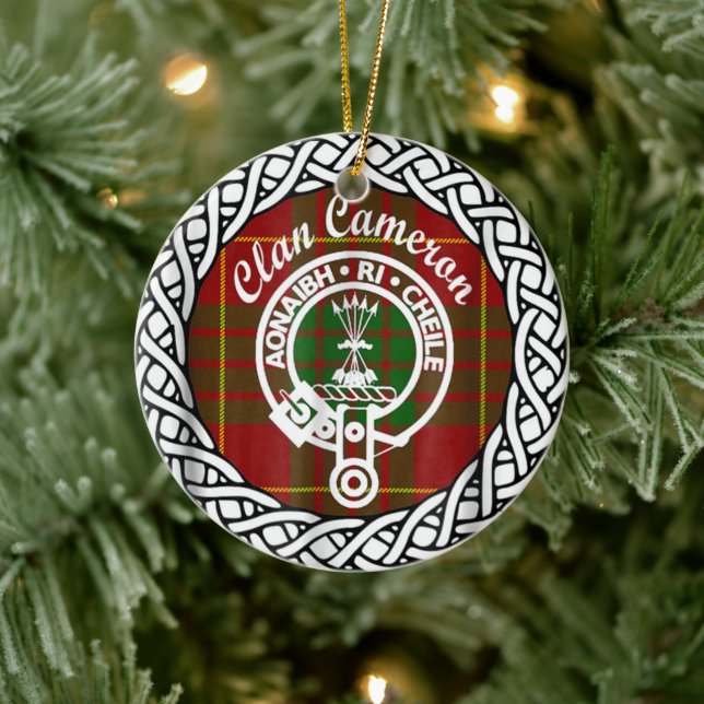 Décoration En Céramique Clan écossais Cameron Tartan et Crest (Arbre)