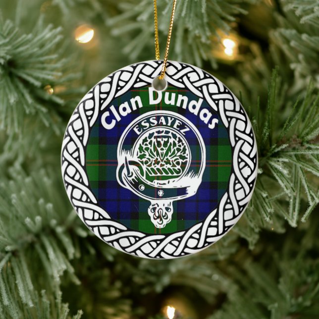Décoration En Céramique Clan écossais Dundas Tartan et Crest (Arbre)