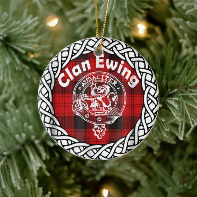Décoration En Céramique Clan écossais Ewing Tartan et Crest (Arbre)