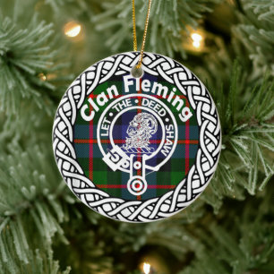 Décoration En Céramique Clan écossais Fleming Tartan and Crest