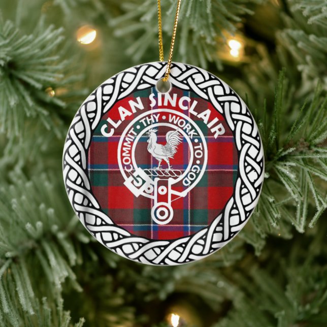 Décoration En Céramique Clan écossais Sinclair Tartan et Crest (Arbre)