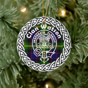 Décoration En Céramique Clan écossais Watson Tartan et Crest