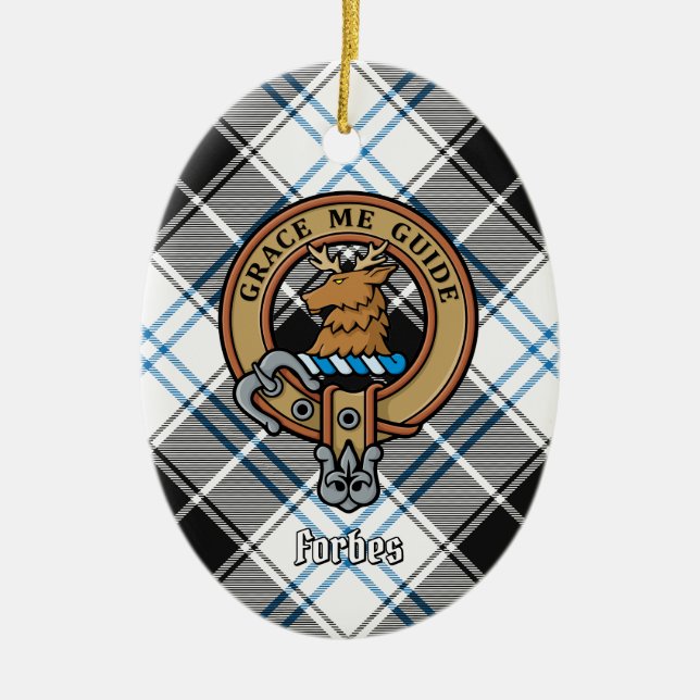 Décoration En Céramique Clan Forbes Crest sur la robe Tartan (Devant)