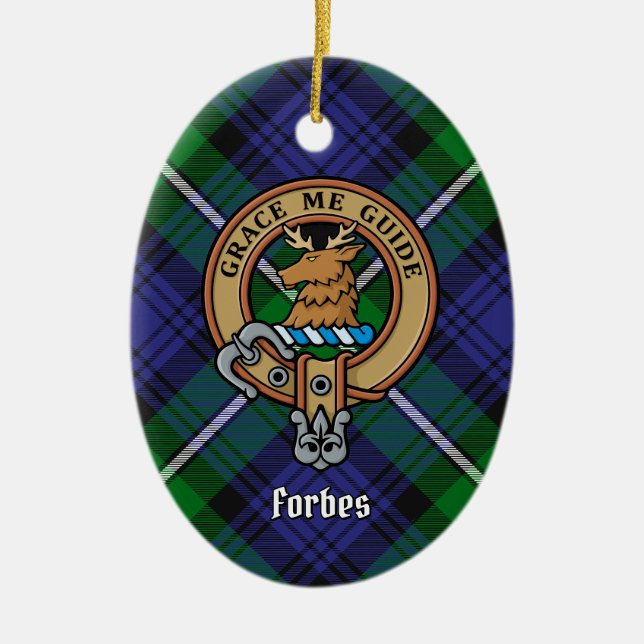 Décoration En Céramique Clan Forbes Crest sur Tartan (Devant)
