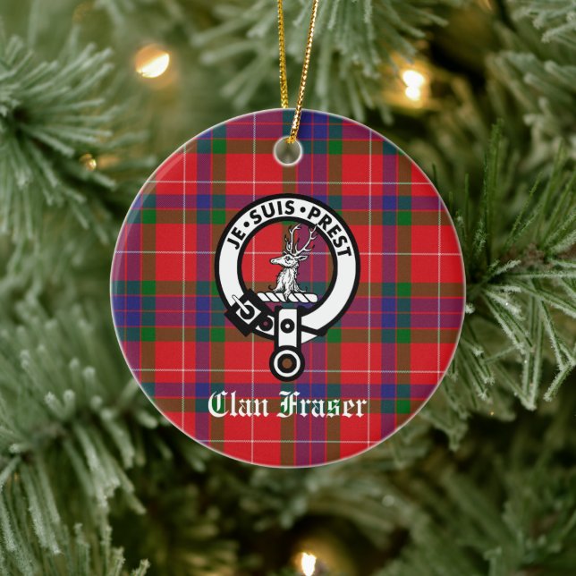Décoration En Céramique Clan Fraser Crest Badge & Tartan personnalisable (Arbre)