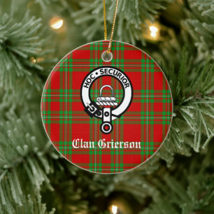 Décoration En Céramique Clan Grierson Crest Badge & Tartan