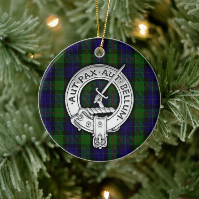 Décoration En Céramique Clan Gunn Crest & Tartan (Arbre)