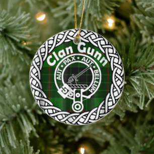 Décoration En Céramique Clan Gunn Tartan et Crest