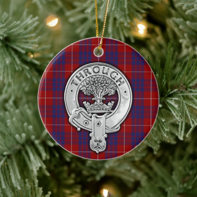 Décoration En Céramique Clan Hamilton Crest & Tartan (Arbre)