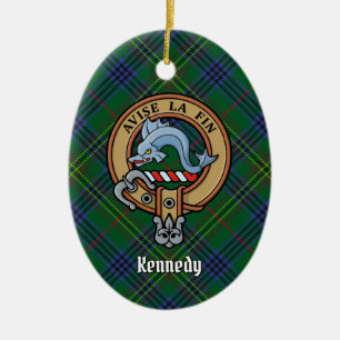 Décoration En Céramique Clan Kennedy Crest sur Tartan