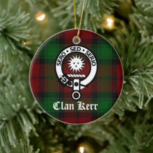 Décoration En Céramique Clan Kerr Crest Badge et Tartan