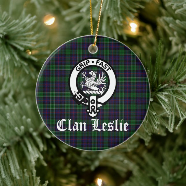 Décoration En Céramique Clan Leslie Crest Badge et Tartan (Arbre)