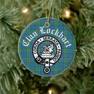 Décoration En Céramique Clan Lockhart Crest Badge & Tartan