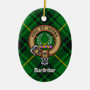 Décoration En Céramique Clan MacArthur Crest sur Tartan