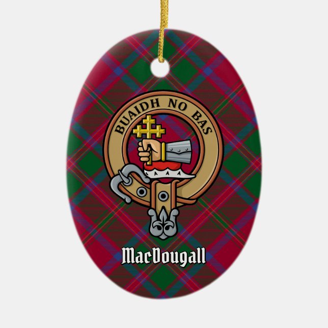 Décoration En Céramique Clan MacDougall Crest sur Tartan (Devant)