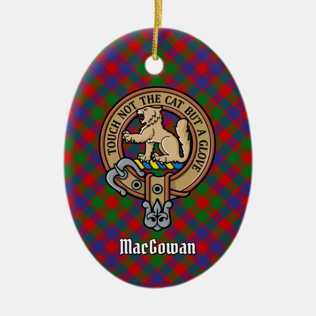 Décoration En Céramique Clan MacGowan Crest sur Tartan (Devant)