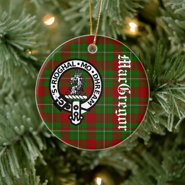 Décoration En Céramique Clan MacGregor Crest Badge et Tartan personnalisab (Arbre)