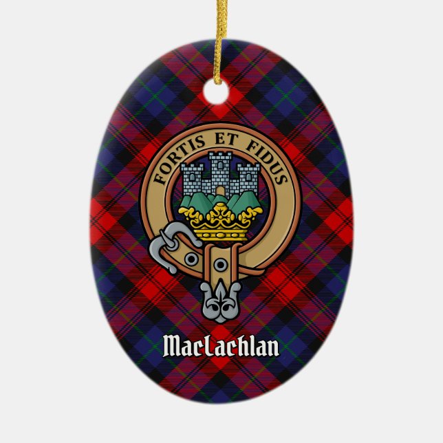 Décoration En Céramique Clan MacLachlan Crest sur Tartan (Devant)