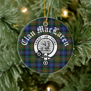 Décoration En Céramique Clan MacLaren Crest Badge & Tartan personnalisable