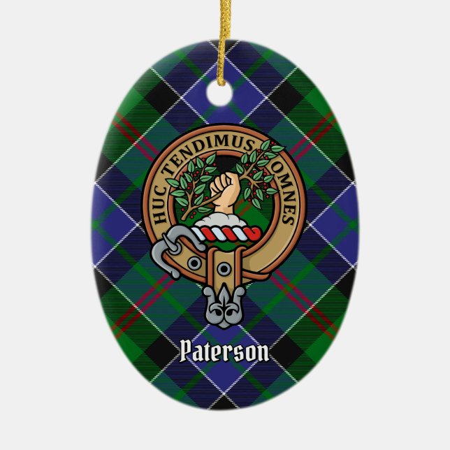 Décoration En Céramique Clan Paterson Crest sur Tartan (Devant)