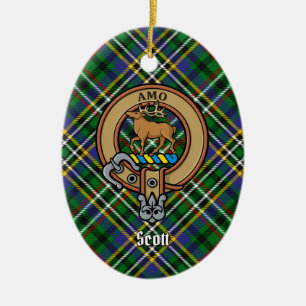 Décoration En Céramique Clan Scott Crest sur Green Tartan