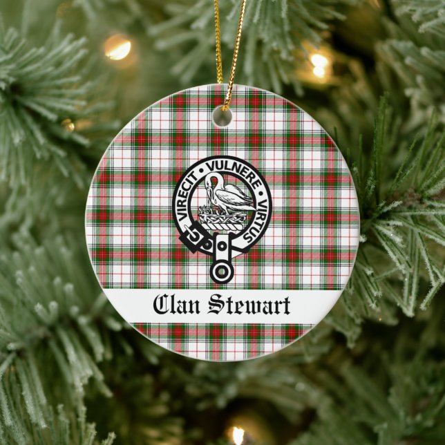 Décoration En Céramique Clan Stewart Crest & Tartan personnalisable (Arbre)