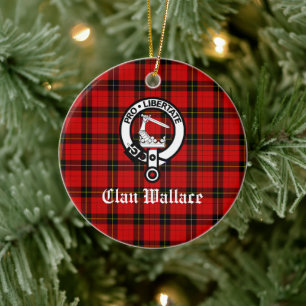 Décoration En Céramique Clan Wallace Crest Badge et Tartan