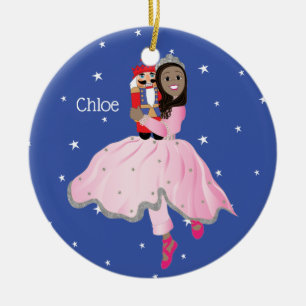 Décoration En Céramique Clara ballerine aux cheveux noirs de Noël