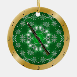 Décoration En Céramique Clarinet ~ Argent ~ Vert ~ Or ~ Noël ~
