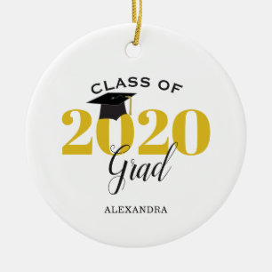 Décoration En Céramique Classe de 2020 Diplômés d'or et de noir modernes