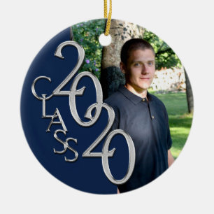 Décoration En Céramique Classe de 2020 Graduation Photo Keepsaké Silver Bl