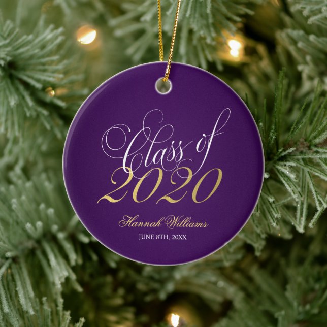 Décoration En Céramique Classe d'or de script Purple de 2020 (Arbre)