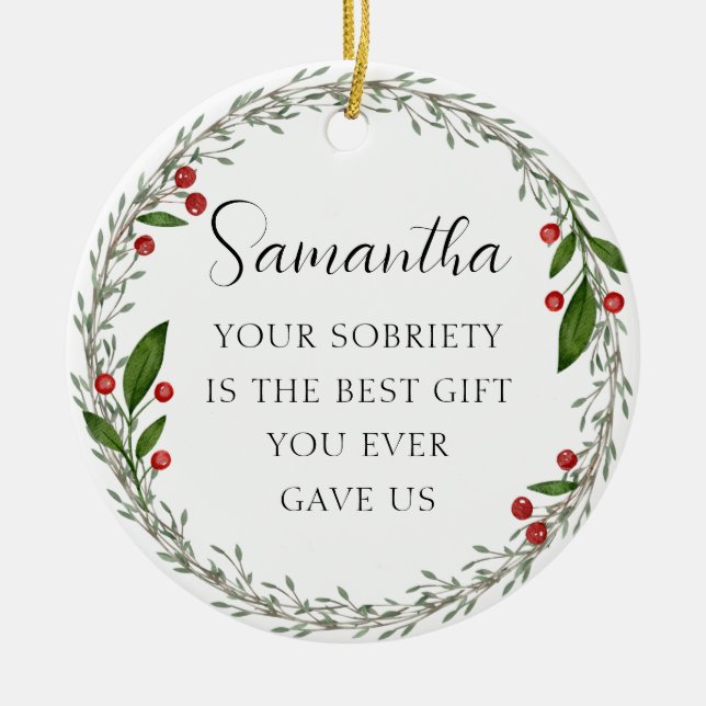 Décoration En Céramique Classic Custom Sobriety Milestone Sober Noël (Devant)