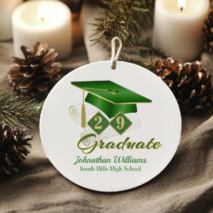 Décoration En Céramique Classic Green et Gold Graduate