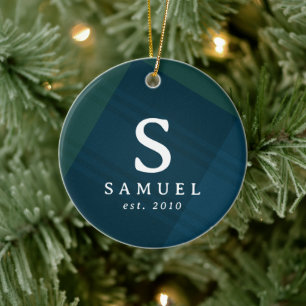 Décoration En Céramique Classic plaid élégant photo initiale Noël