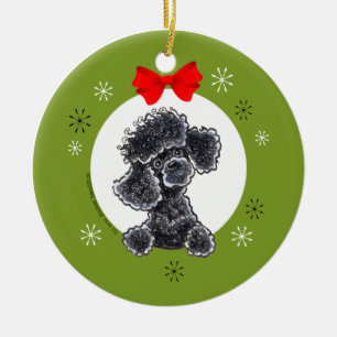 Décoration En Céramique Classique noir de Noël de caniche de jouet