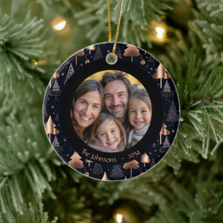 Décoration En Céramique Classy Gold & Black Christmas Tree Photo famille
