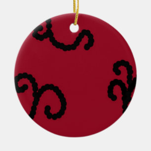Décoration En Céramique Classy Red and Black Beaded Swirl