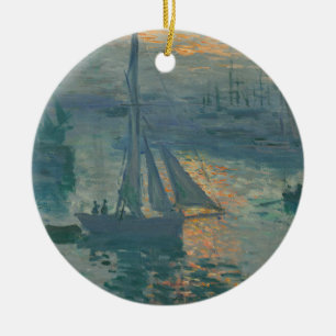 Décoration En Céramique Claude Monet Lever de soleil Marine Voilier Impres
