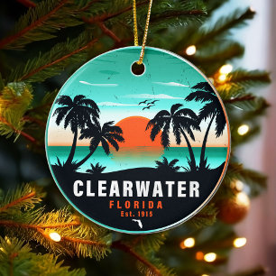 Décoration En Céramique Clearwater Florida Beach Retro Sunset Souvenirs