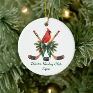 Décoration En Céramique Club de hockey sur glace personnalisé Cardinal Vin
