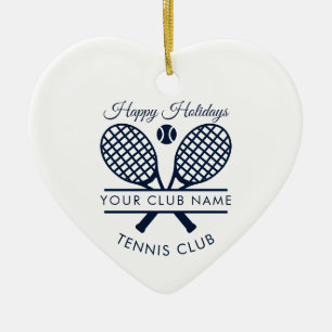 Décoration En Céramique Club de Tennis sur Gazon Script Joyeuses Fêtes de