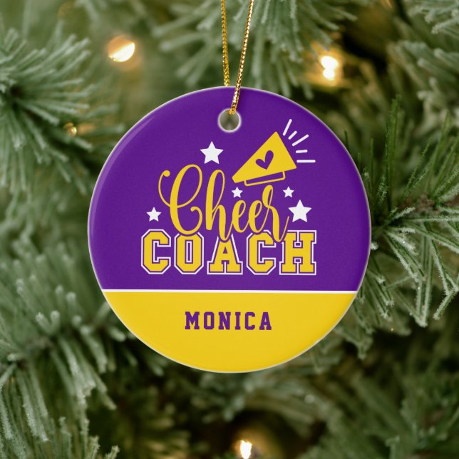 Décoration En Céramique Coach Cheer personnalisé violet et jaune (Arbre)