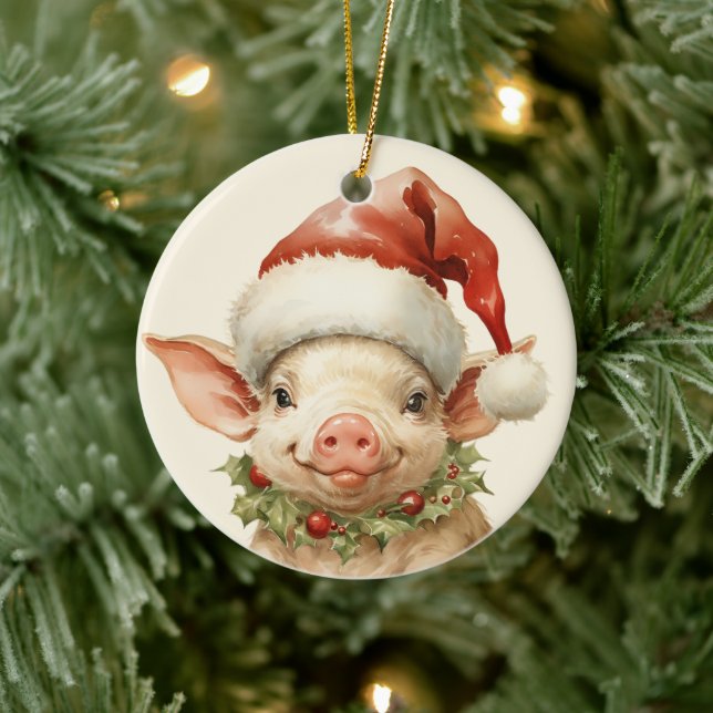 Décoration En Céramique Cochon de Noël ajouter l'aquarelle du texte (Arbre)