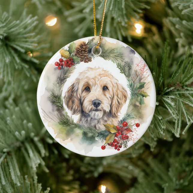 Décoration En Céramique Cockapoo Christmas Wreath Festive Pup (Arbre)