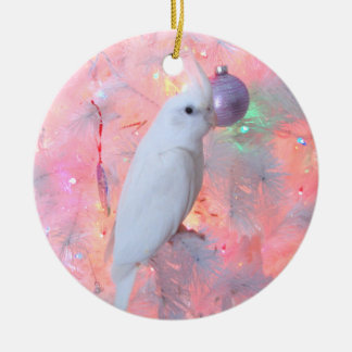 Décoration En Céramique Cockatiel de WF Lutino dans l'ornement d'arbre de