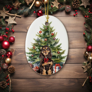 Décoration En Céramique Cocker noir roux brun Chien espagnol